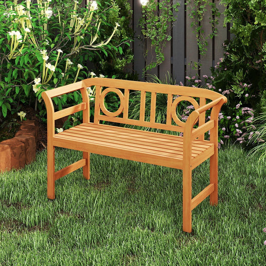 Acacia Wood 2-Person Patio Loveseat with Backrest and Armrests for Backyard - Tampa Home & Garden Store