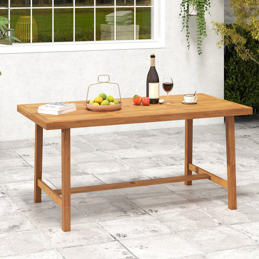 Acacia Wood Dining Table for 6 People Heavy-Duty Indoor Outdoor - Tampa Home & Garden Store