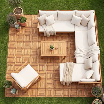 Acacia Wood Interlocking Deck Tiles 12x12 Inch