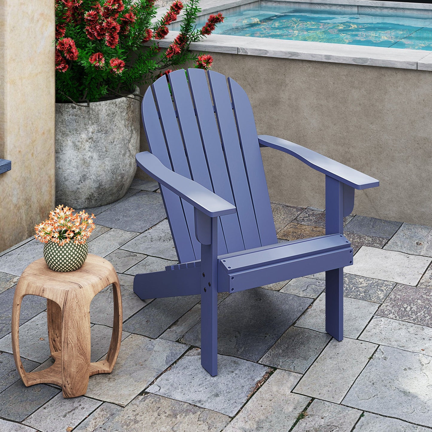 Sillón Adirondack de Acacia para Patio con Asiento Inclinado - Azul