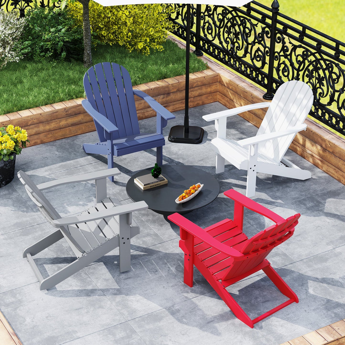 Sillón Adirondack de Acacia para Patio con Asiento Inclinado - Azul