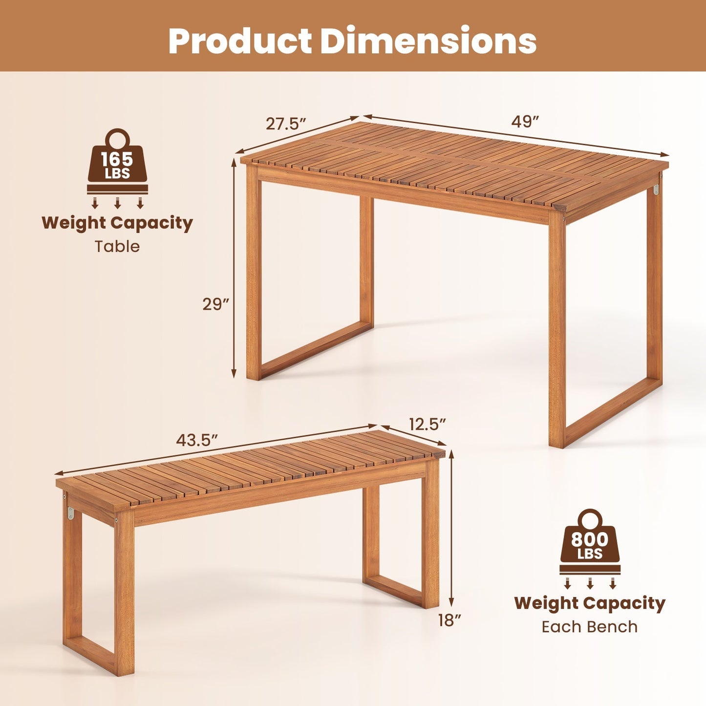 Acacia wood outdoor garden bench pair with slatted seats for front porch LJGDeals on Tampa Home & Garden Store