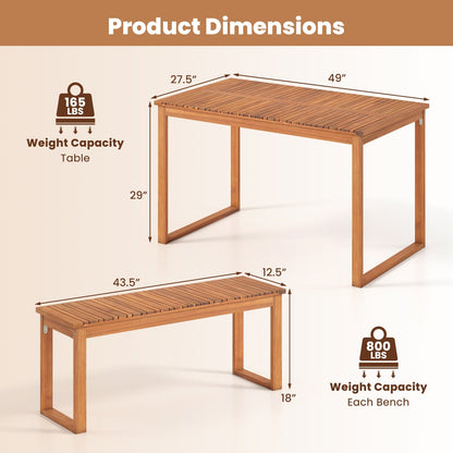 Acacia wood outdoor garden bench pair with slatted seats for front porch LJGDeals on Tampa Home & Garden Store