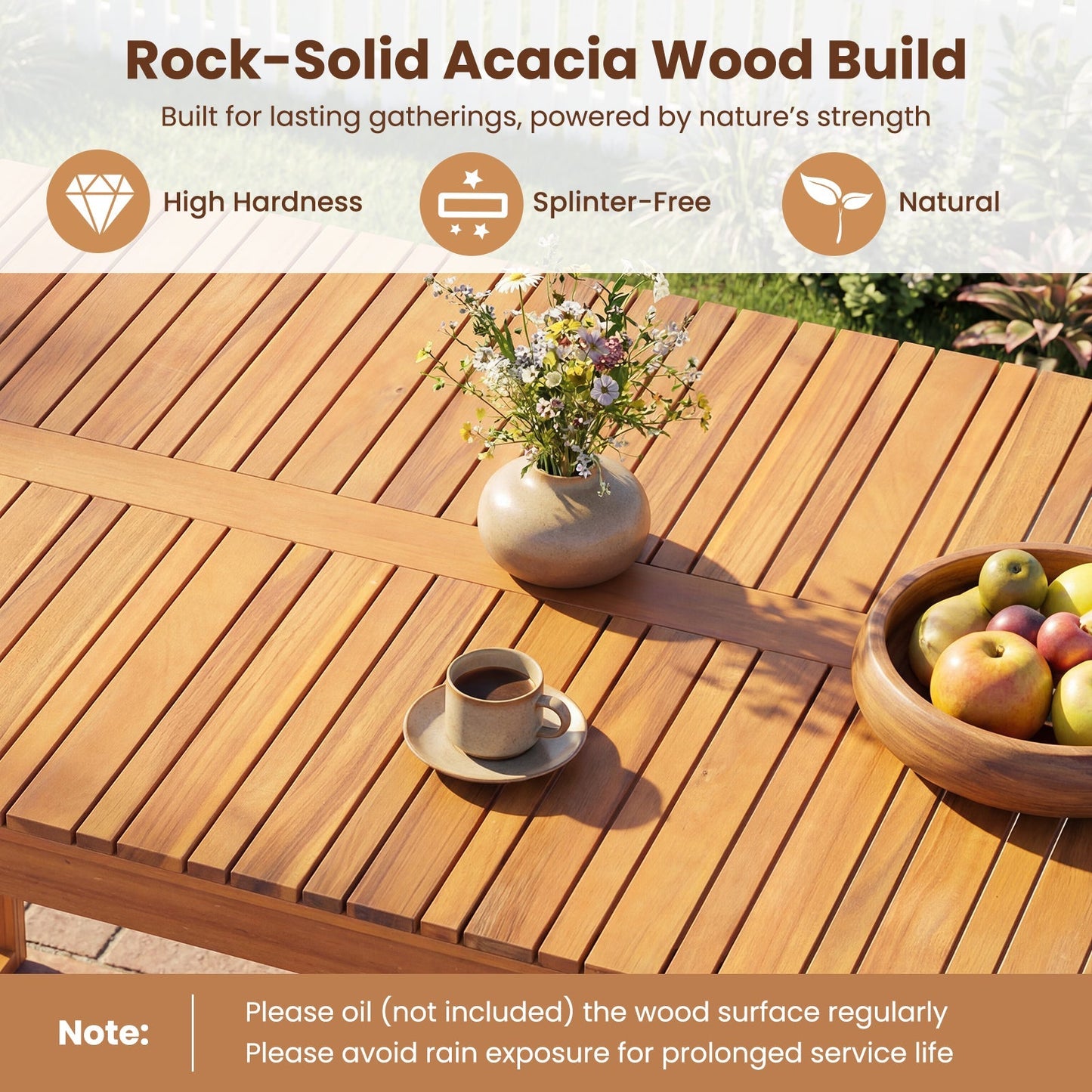 LJGDeals Acacia wood outdoor garden bench with slatted seat for front porch on Tampa Home & Garden Store