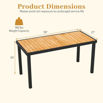 Acacia Wood Outdoor Dining Table Umbrella Hole