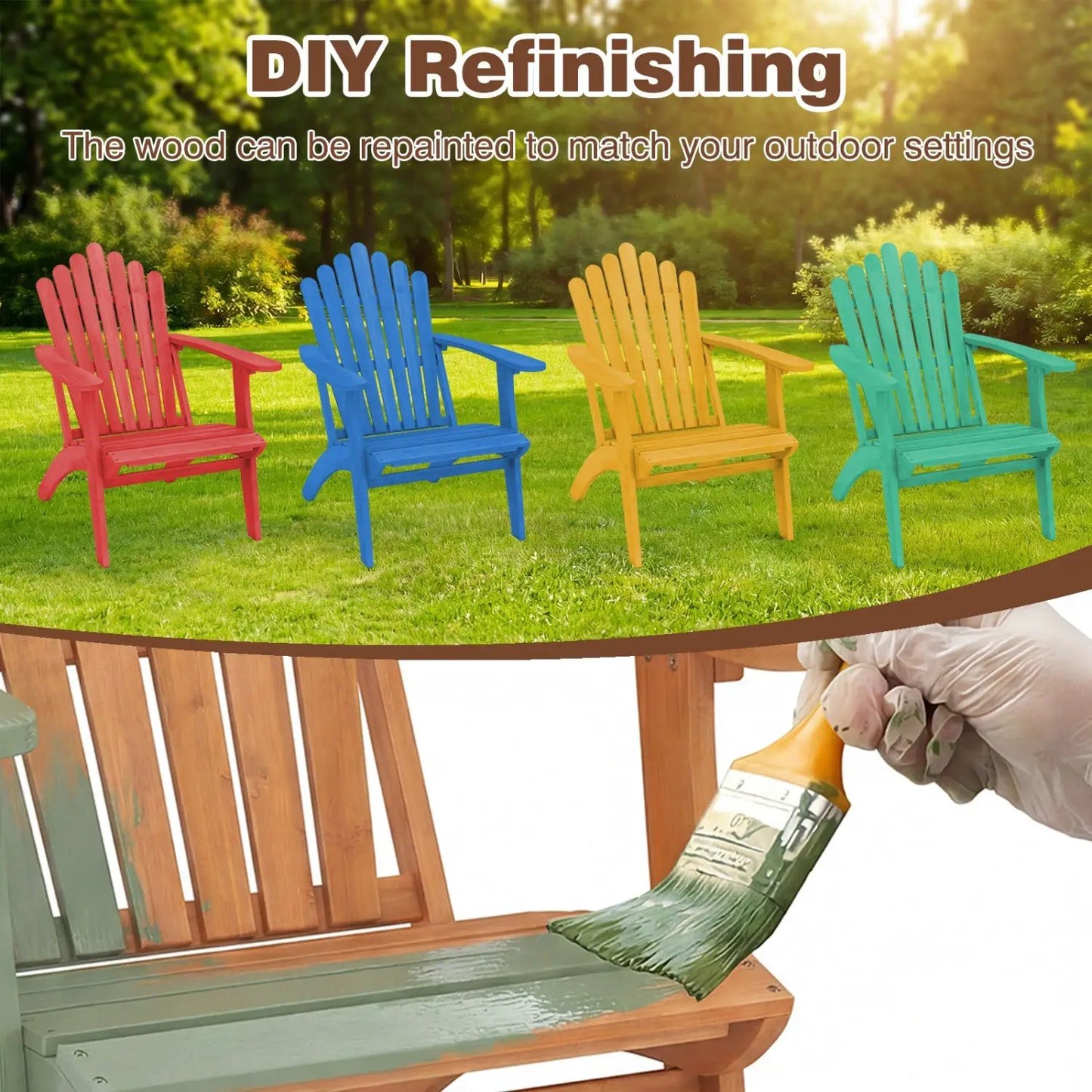 Acacia Wood Adirondack Chair 400 Lb Capacity