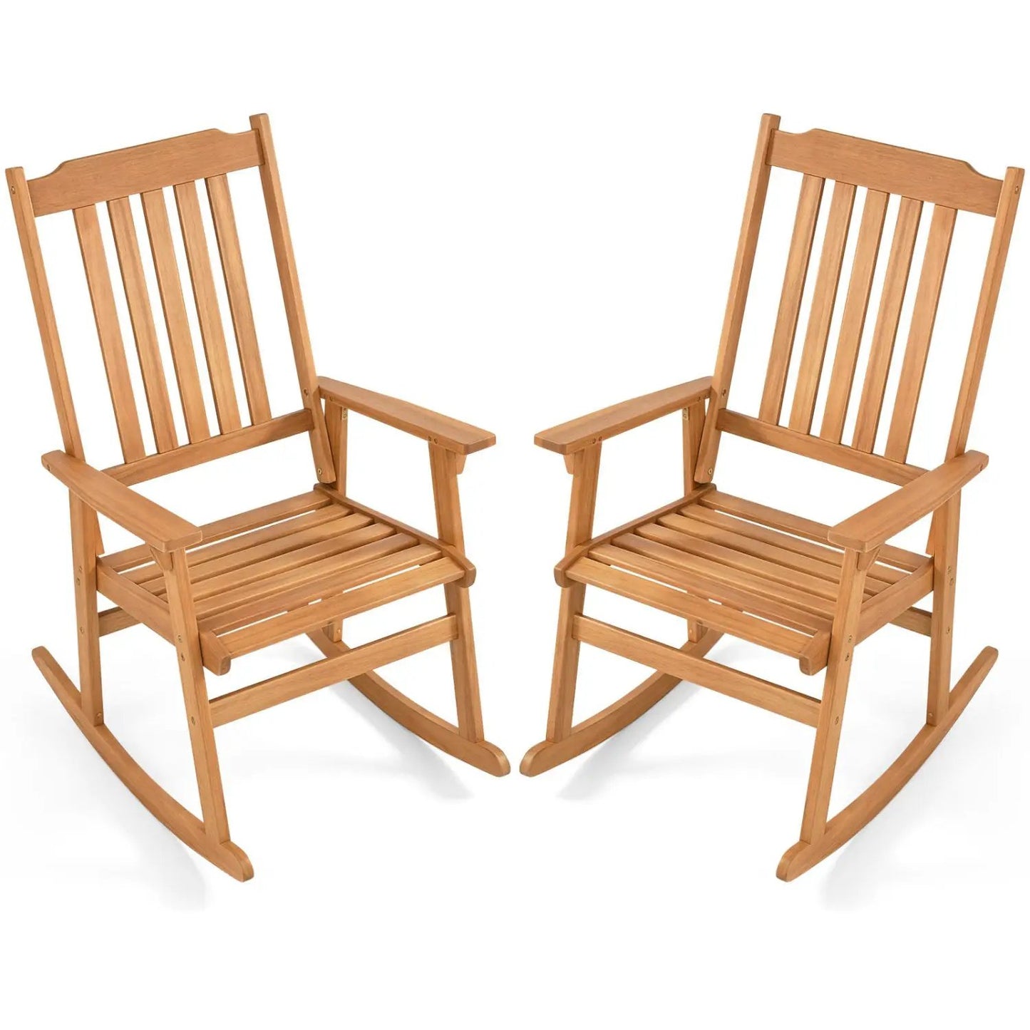 Acacia Wood Oversized Rocking Chair with High Back