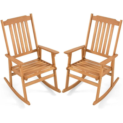 Acacia Wood Oversized Rocking Chair with High Back