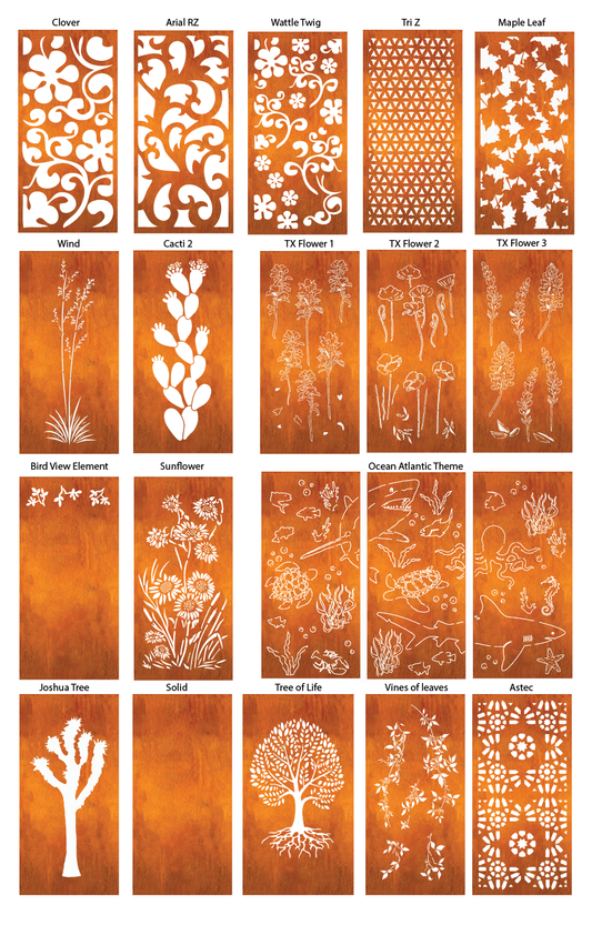 Metal wall art options 46in privacy screen with 20 rusty panels by Rustica Ornamentals on Tampa Home & Garden Store