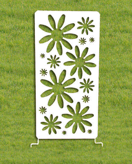 Decorative metal privacy screen panel 46in with floral cutouts by Rustica Ornamentals on Tampa Home & Garden Store