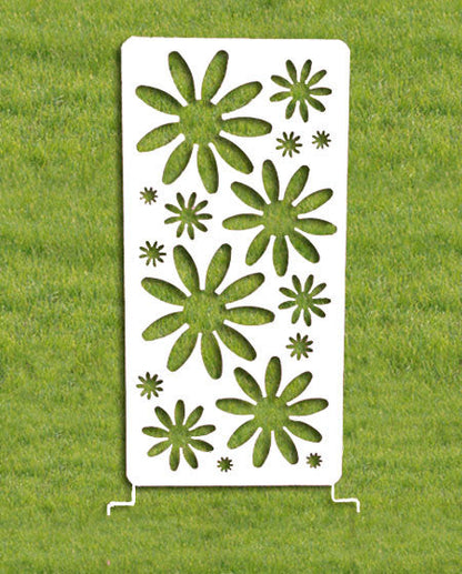 Decorative metal privacy screen panel 46in with floral cutouts by Rustica Ornamentals on Tampa Home & Garden Store