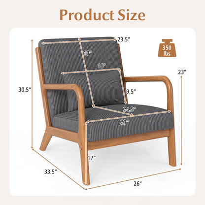 Accent Chair Corduroy Upholstered Lounge Chair with Lumbar Pillow