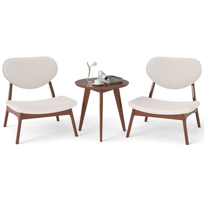 Accent Chairs Set of 2 with Side Table and Solid Wood Frame