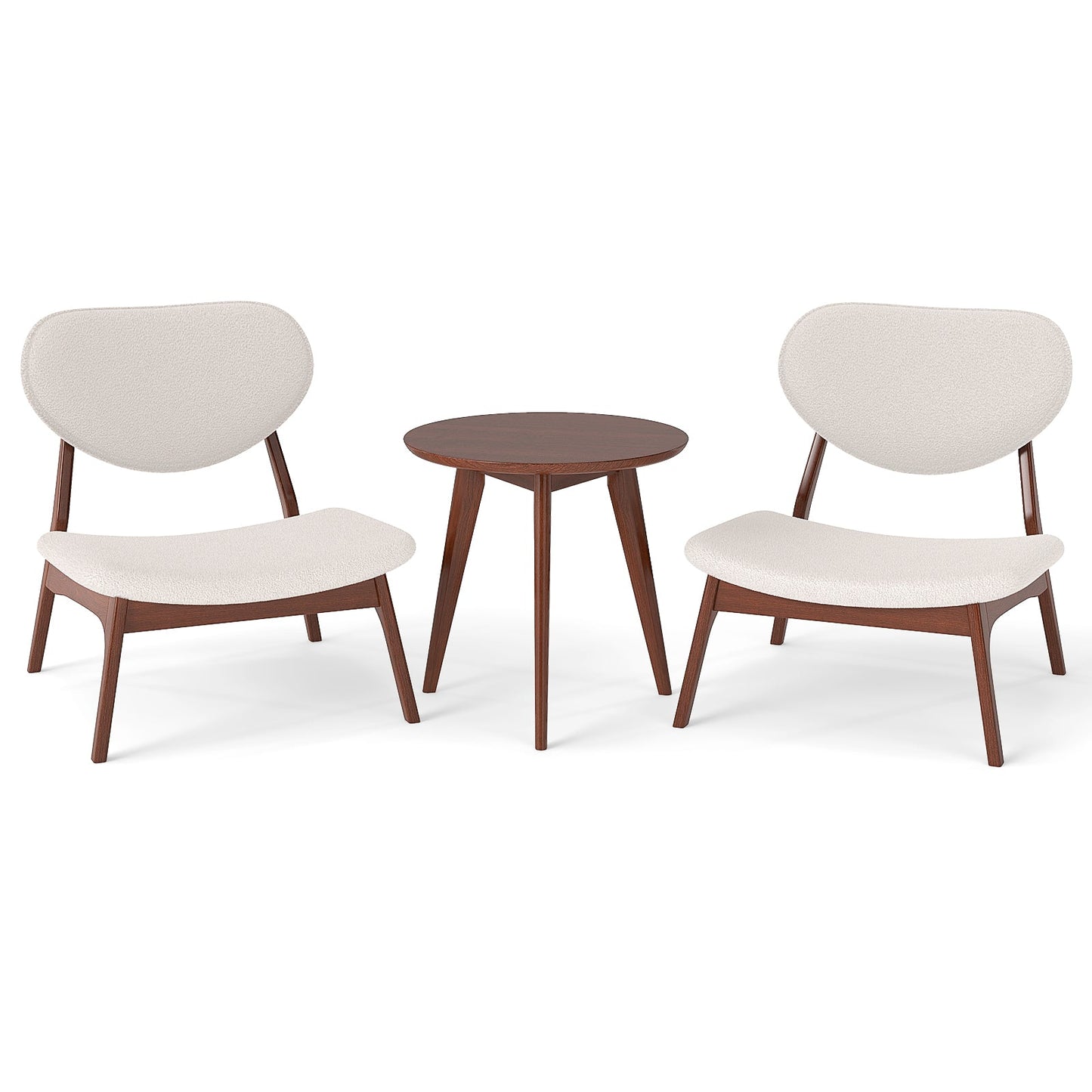 Accent Chairs Set of 2 with Side Table and Solid Wood Frame