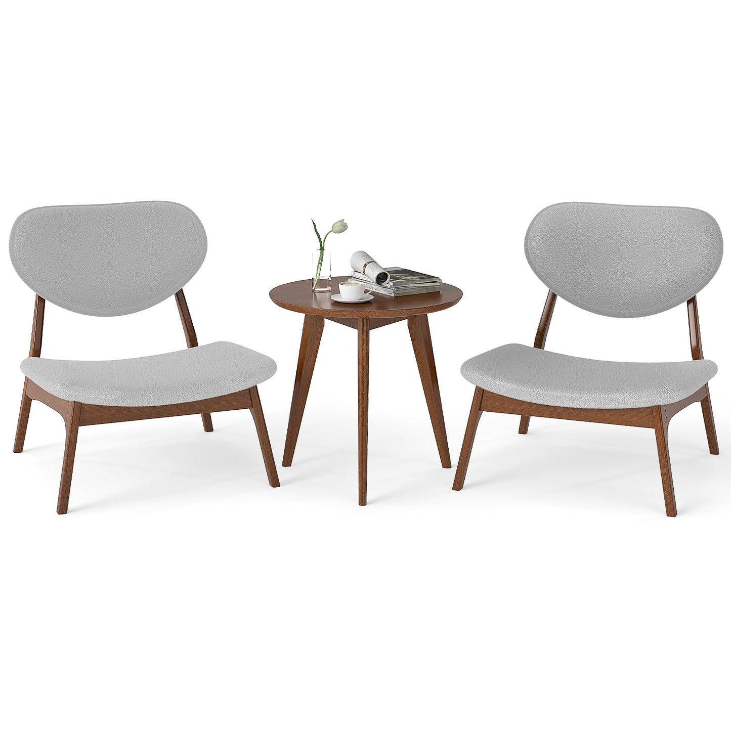 Accent Chairs Set of 2 with Side Table and Solid Wood Frame
