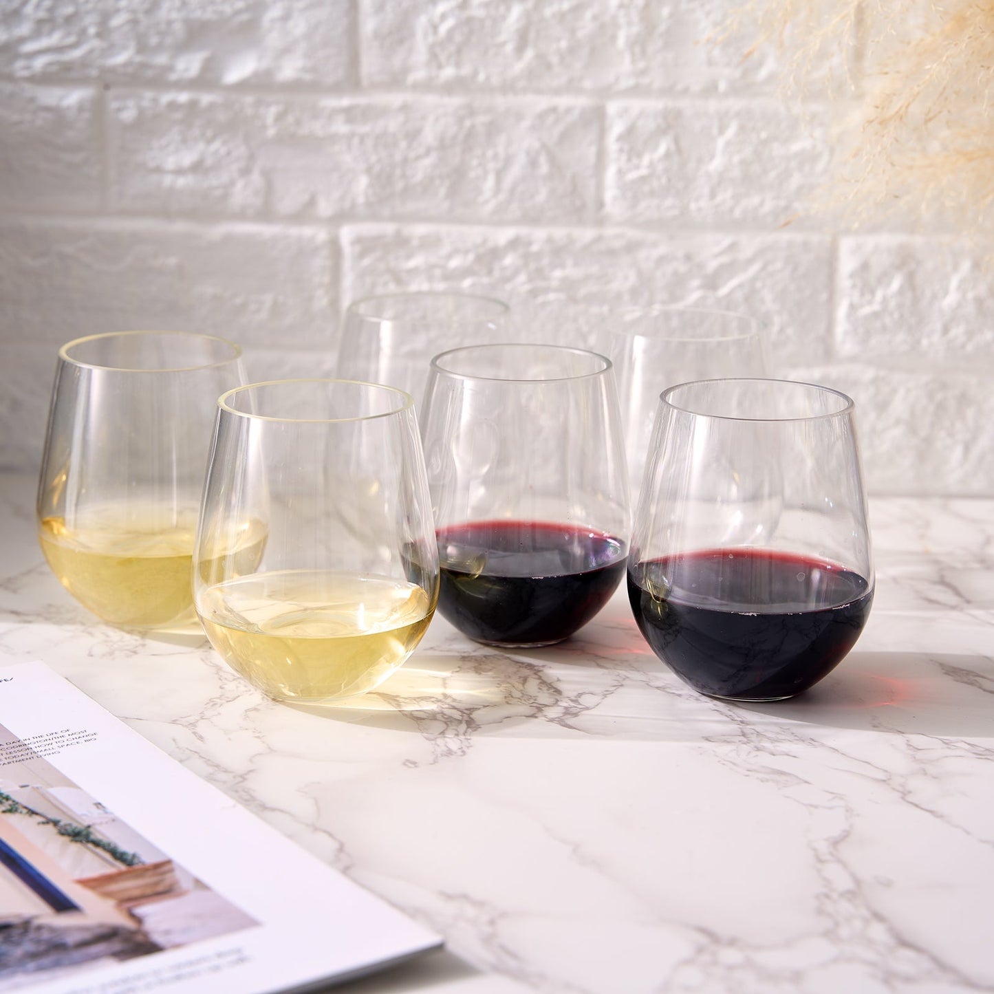 Barcelona Set of 6 Acrylic Stemless Wine Glasses