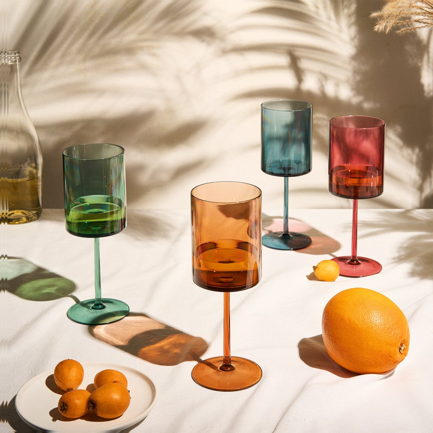 Tonal Acrylic Stemmed Square Wine Glass Set of 6