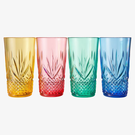 Onix Acrylic Crystal Highball Glasses Set of Four