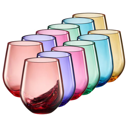 Set of 12 Madrid Acrylic Stemless Wine Glasses