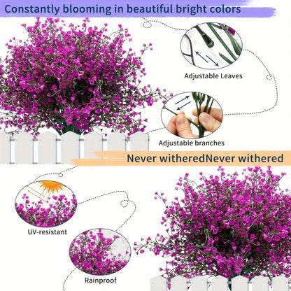 Perfecsy 12-bunch outdoor artificial flowers UV resistant purple blooms for garden edging on Tampa Home & Garden Store
