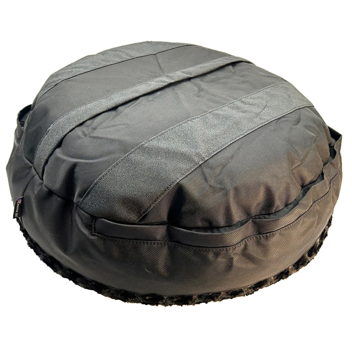 Dog Bed Round Bolstered Furvana in black nylon, American Dog brand round pet bed for dogs on Tampa Home & Garden Store