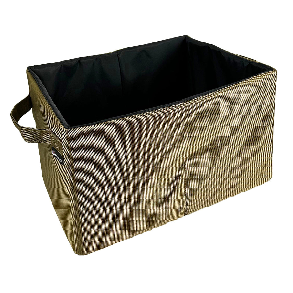 Drool Box fabric storage bin, tan exterior with black lining by American Dog on Tampa Home & Garden Store