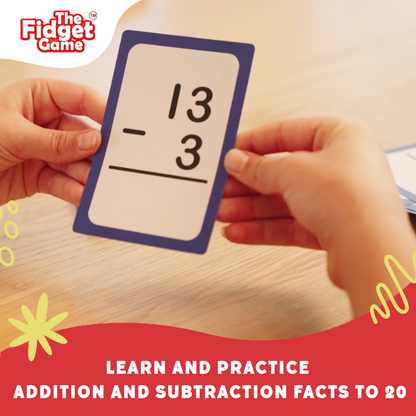 Grade 1 & 2 Addition & Subtraction Card Pack The Fidget Games blue math showing 13 minus 3 on Tampa Home & Garden Store