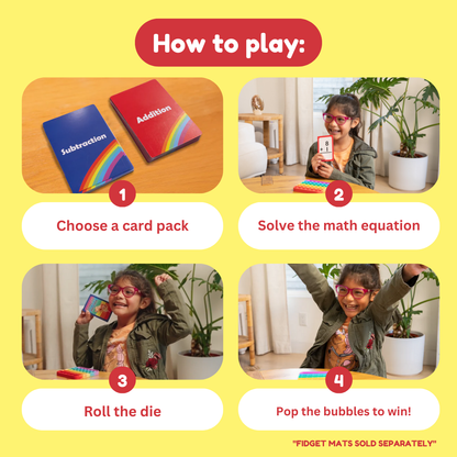 Pre-K & Kindergarten Addition & Subtraction Card Pack; four-step play with cards and a kid on Tampa Home & Garden Store