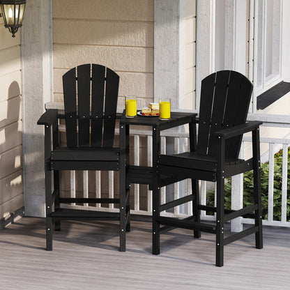 Silla Adirondack de 2 plazas para todo tipo de clima con bandeja de conexión doble - Negra