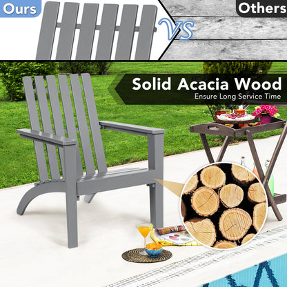 Sillón reclinable Adirondack de madera de acacia para exteriores, duradero, color gris