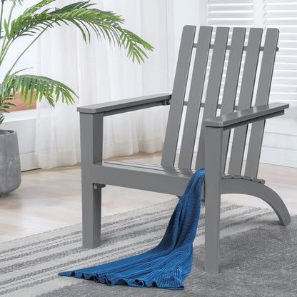 Sillón reclinable Adirondack de madera de acacia para exteriores, duradero, color gris