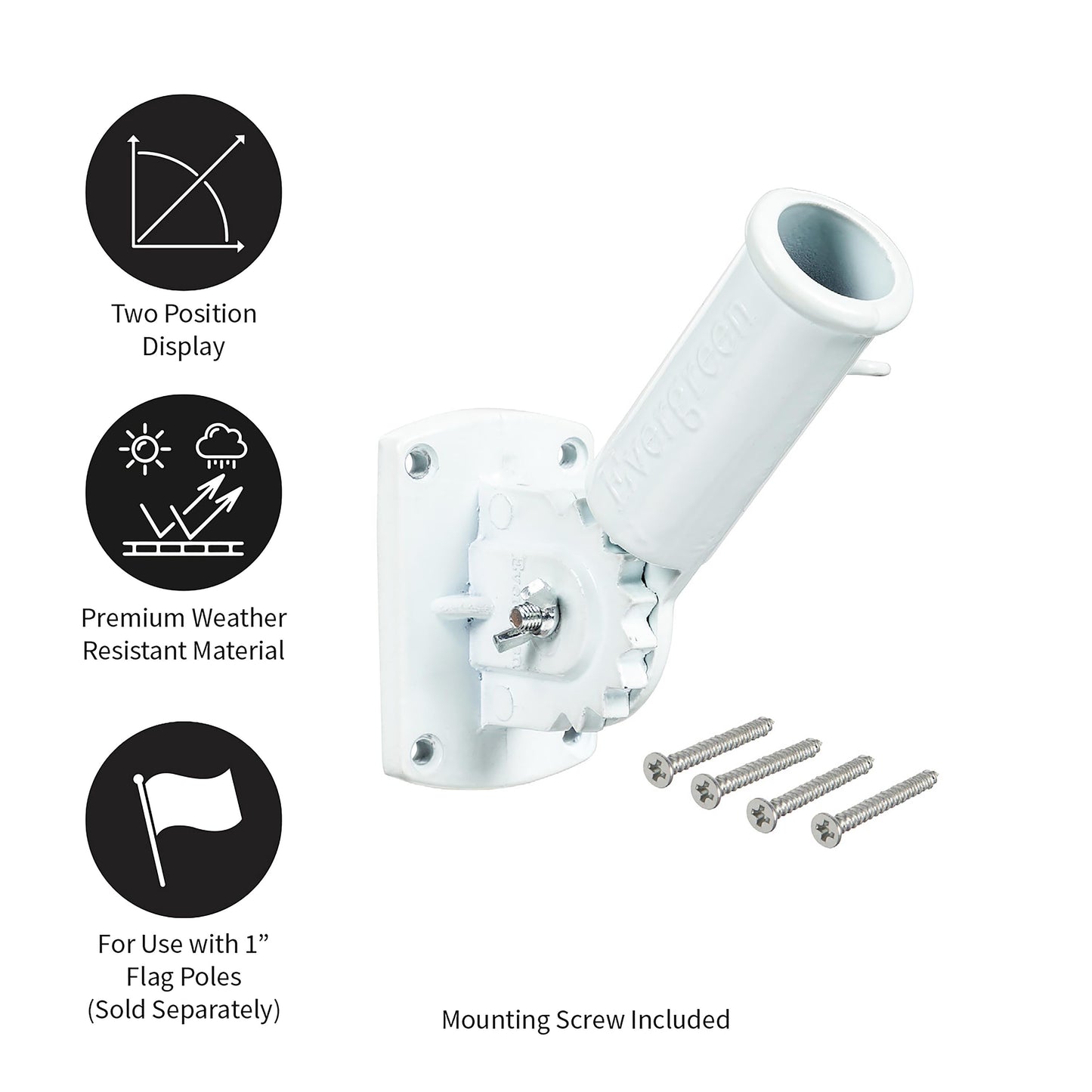 Adjustable Aluminum House Flag Bracket, White Finish - Tampa Home & Garden Store