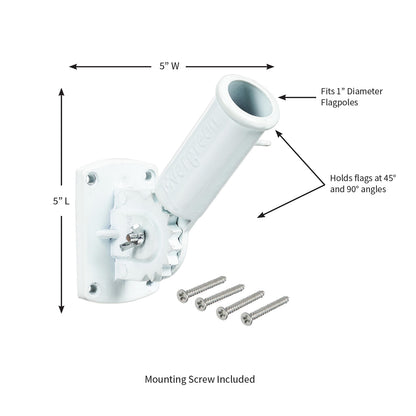 Adjustable Aluminum House Flag Bracket, White Finish - Tampa Home & Garden Store