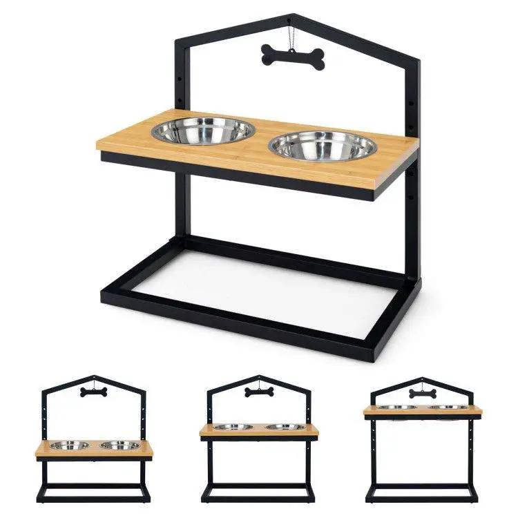 Adjustable Elevated Dog Feeder with 5 Height Settings - Premium Raised Pet Feeding Station with 2 Large Stainless Steel Bowls - Tampa Home & Garden Store