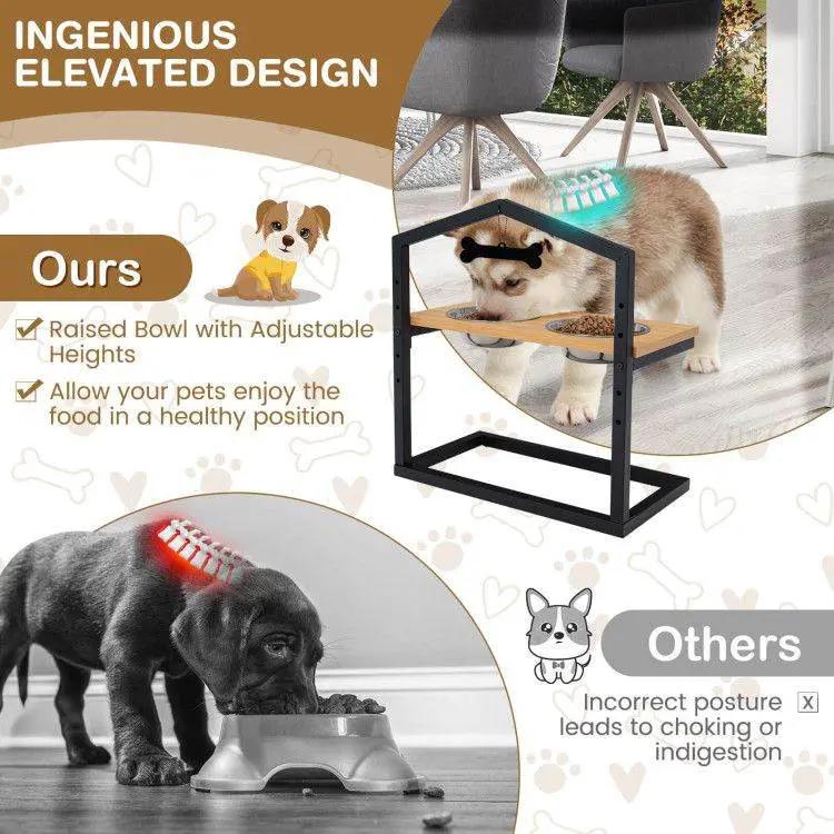 Adjustable Elevated Dog Feeder with 5 Height Settings - Premium Raised Pet Feeding Station with 2 Large Stainless Steel Bowls - Tampa Home & Garden Store