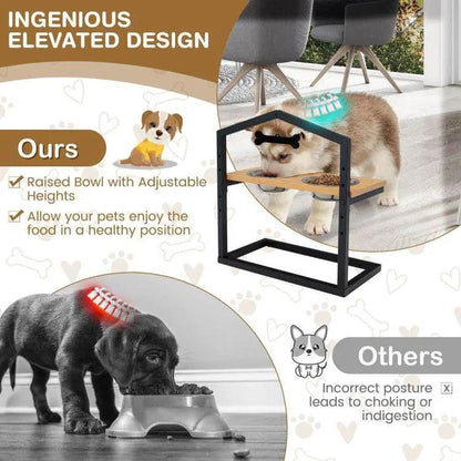 Adjustable Elevated Dog Feeder with 5 Height Settings - Premium Raised Pet Feeding Station with 2 Large Stainless Steel Bowls - Tampa Home & Garden Store