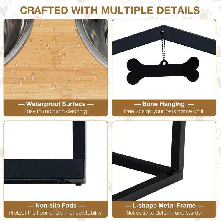 Adjustable Elevated Dog Feeder with 5 Height Settings - Premium Raised Pet Feeding Station with 2 Large Stainless Steel Bowls - Tampa Home & Garden Store