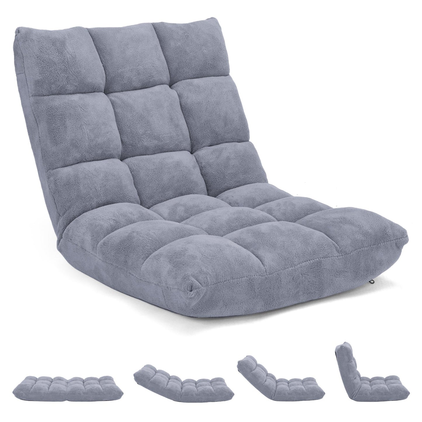 Adjustable 14-position Cushioned Floor Chair-Coffee