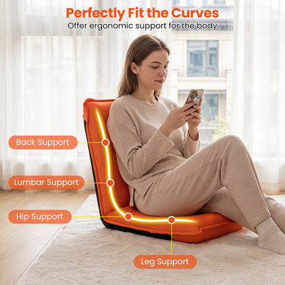 Adjustable Floor Chair by DirectDeals in orange fabric with 6 reclining positions on Tampa Home & Garden Store