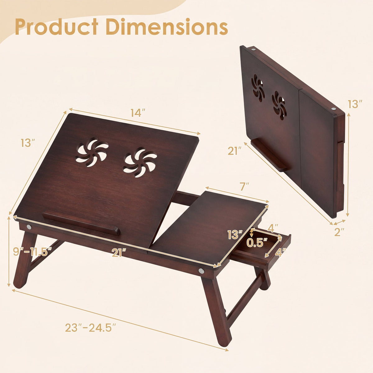 DirectDeals bamboo laptop desk with tilting top and foldable legs on Tampa Home & Garden Store