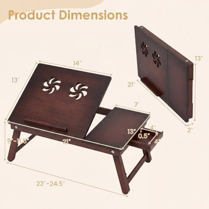 DirectDeals bamboo laptop desk with tilting top and foldable legs on Tampa Home & Garden Store