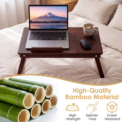 Adjustable Bamboo Laptop Desk with Tilting Top by DirectDeals on bed on Tampa Home & Garden Store