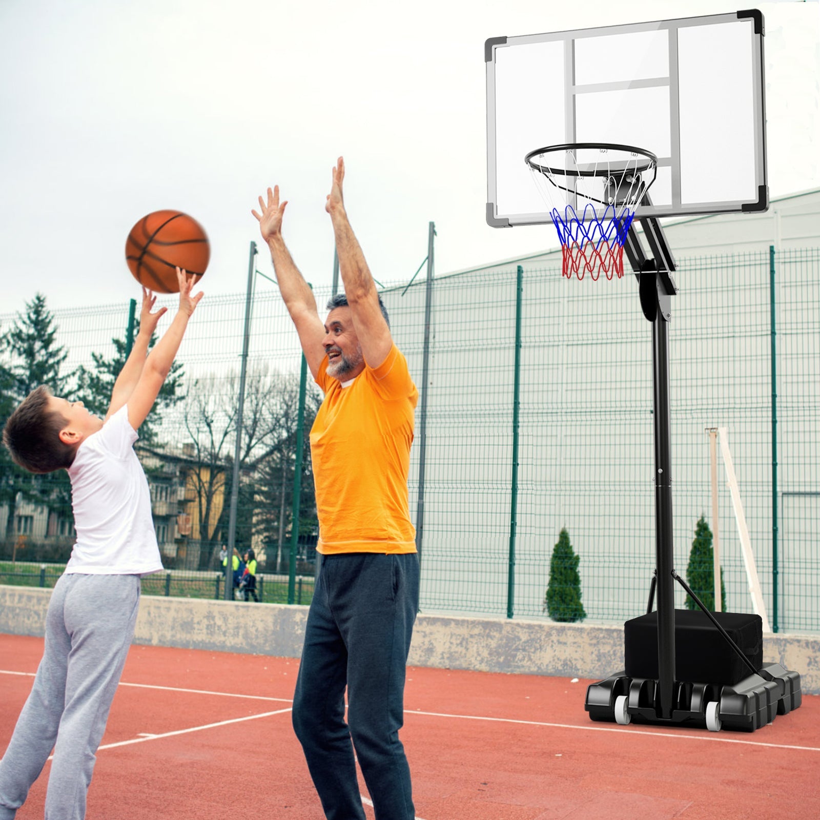 4.9-10 Feet Adjustable Basketball Hoop with Shatterproof Backboard - Tampa Home & Garden Store