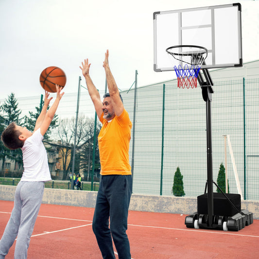 4.9-10 Feet Adjustable Basketball Hoop with Shatterproof Backboard - Tampa Home & Garden Store