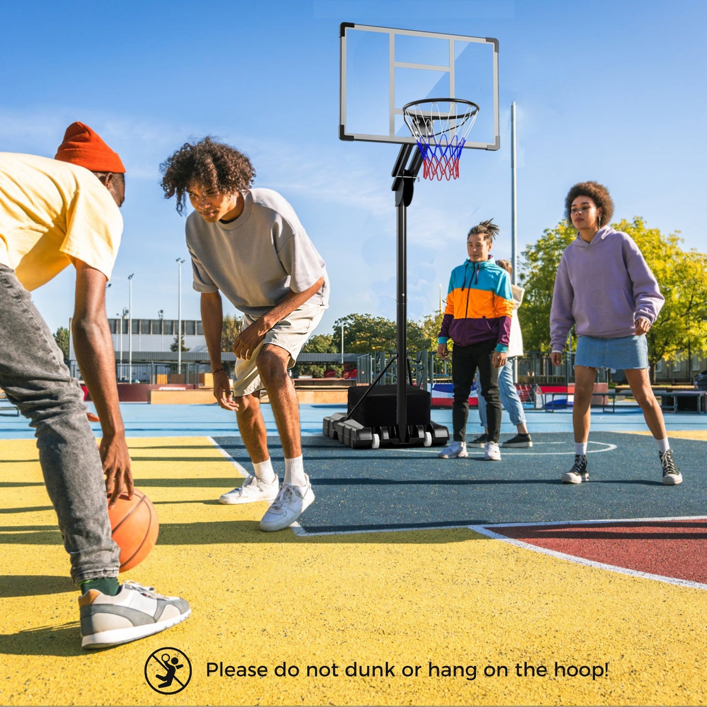 4.9-10 Feet Adjustable Basketball Hoop with Shatterproof Backboard - Tampa Home & Garden Store