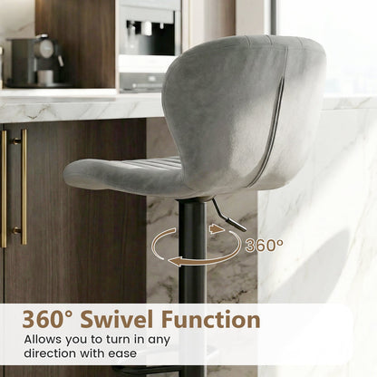Adjustable Counter Height Chairs Set of 2 with Velvet Upholstered Backrests