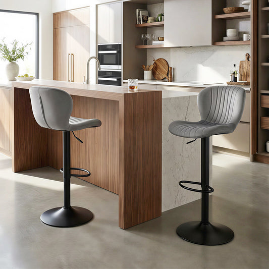 Adjustable Counter Height Chairs Set of 2 with Velvet Upholstered Backrests - Tampa Home & Garden Store