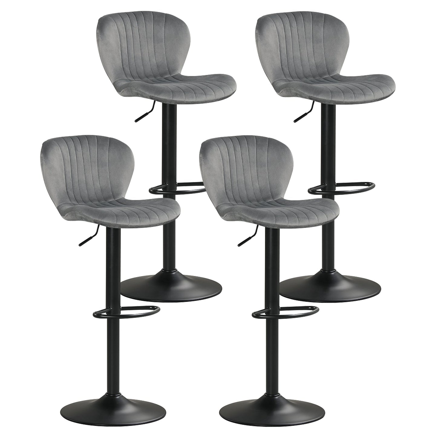Adjustable Counter Height Chairs Set of 4 with Velvet Upholstered Backrests - Tampa Home & Garden Store