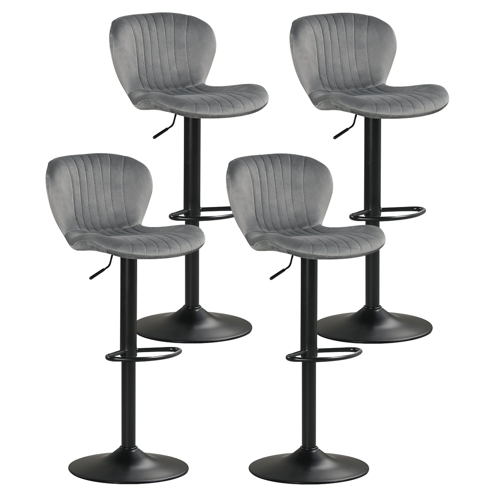 Adjustable Counter Height Chairs Set of 4 with Velvet Upholstered Backrests - Tampa Home & Garden Store