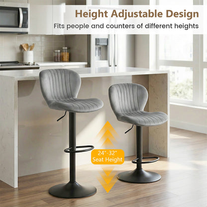 Adjustable Counter Height Chairs Set of 4 with Velvet Upholstered Backrests - Tampa Home & Garden Store